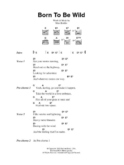 Born To Be Wild by Steppenwolf - Guitar Chords/Lyrics - Guitar Instructor