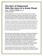 Epic of Gilgamesh Flood Story Section.docx - The Epic of Gilgamesh ...