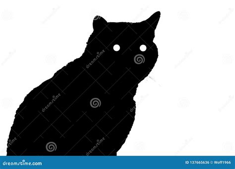 Silhouette of a Cat with Eyes Stock Illustration - Illustration of ...