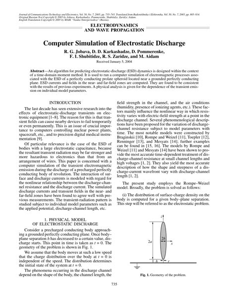 (PDF) Computer simulation of electrostatic discharge