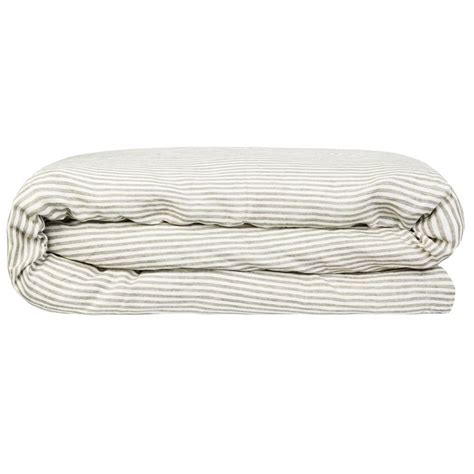 100% Linen Duvet Cover - Olive Stripe | TOW AND LINE | Linen duvet ...