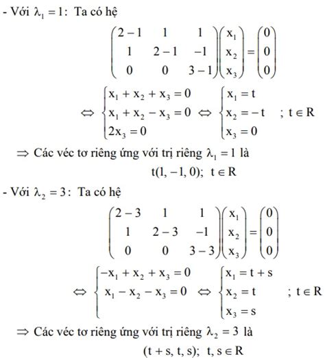 Bài tập tìm giá trị riêng và vectơ riêng của ma trận có lời giải