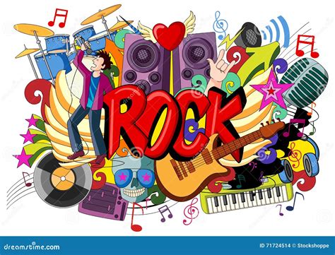 Doodle on Rock Music Concept Stock Vector - Illustration of doodle ...