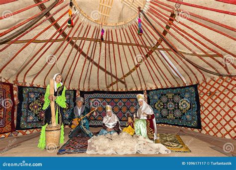 Interior Of Nomadic Tent Known As Yurt, Kazakhstan Editorial Image ...