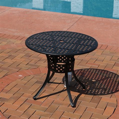 Sunnydaze Round Patio Dining Table - Outdoor Durable Cast Aluminum ...