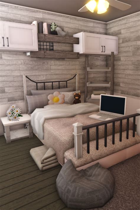 Cozy Bloxburg Bedroom idea | Custom bedhead Simple Bedroom Design ...