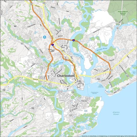 Map of Charleston, South Carolina - GIS Geography