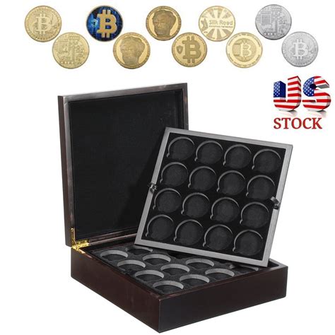 KUDOSALE - 64 Slots Wooden Coin Display Box Collection Coin Display ...