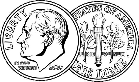 Both sides of a Dime | ClipArt ETC