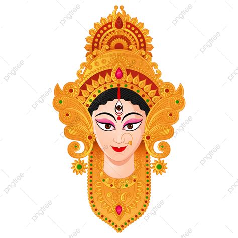 Navratri Durga Puja Vector Hd Png Images Face Of Goddess Durga Shubh ...