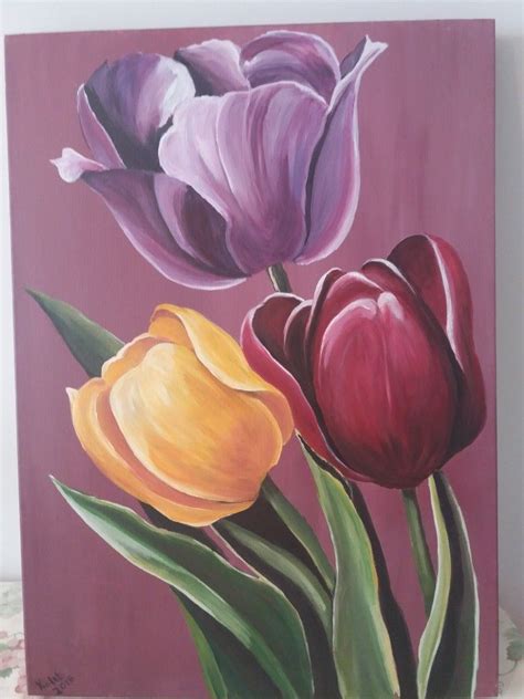 My acrylic painting Tulips #art #tulips #acrylics | Flower painting ...