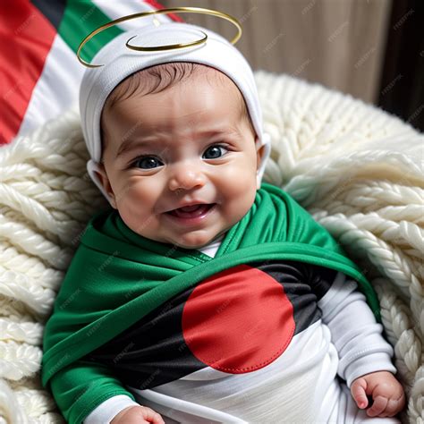 Premium AI Image | Realistic Cute Palestine KidsInfantPalestine Flag