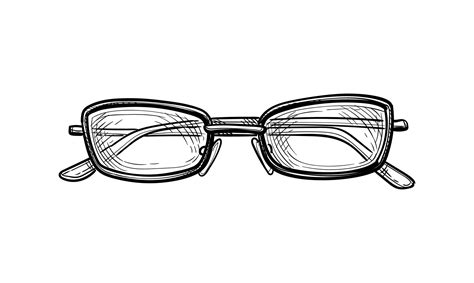 Spectacles. Ink sketch of eyeglasses isolated on white background. Hand ...