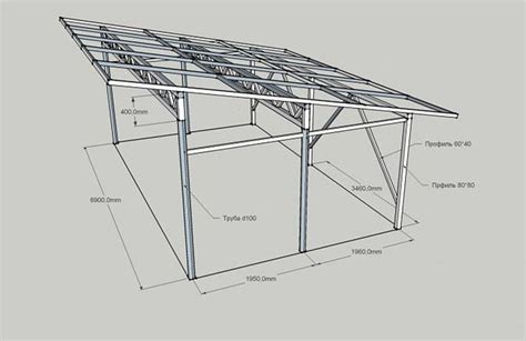 an image of a building with plans for the roof and side walls showing ...