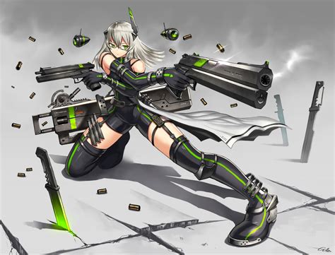 Wallpaper : illustration, gun, anime girls, glasses, weapon, original ...