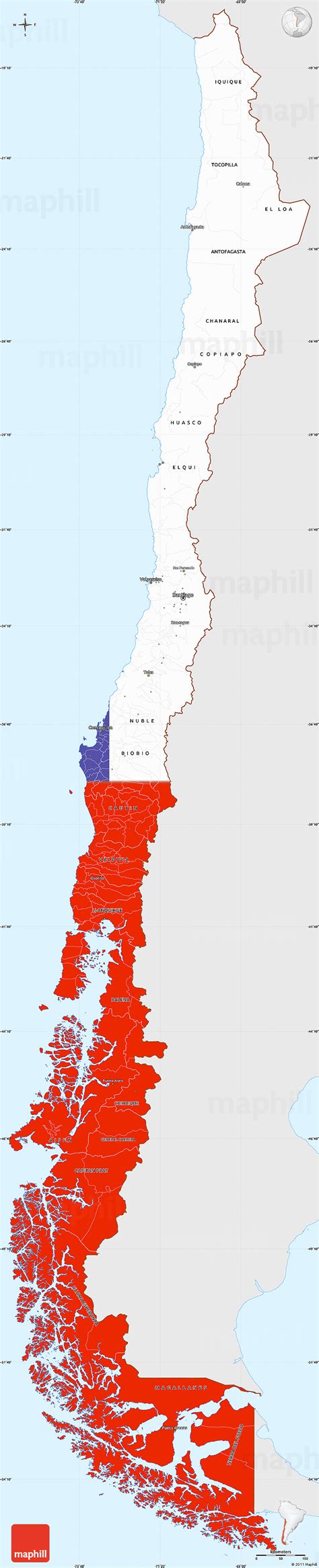 Flag Simple Map of Chile, single color outside