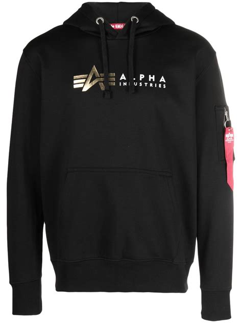 Alpha Industries logo-print Hoodie - Farfetch