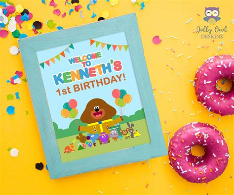 Hey Duggee Happy Birthday Welcome Sign - Personalized – Jolly Owl Designs