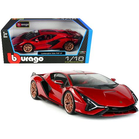 Lamborghini Sian FKP 37 Red with Copper Wheels 1/18 Diecast Model Car ...