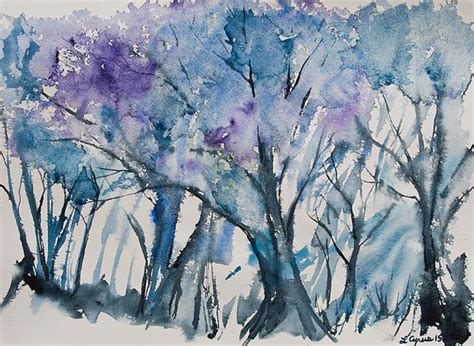 Watercolor - Winter Trees by Cascade Colors | Watercolor winter, Winter ...