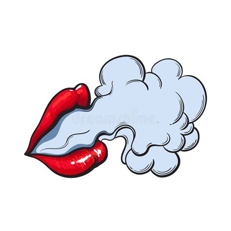 Smoke Coming Out of Beautiful Female Lips with Red Lipstick Stock ...