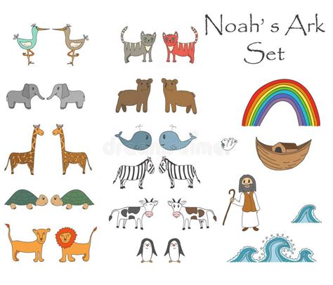 Vector Noah`s Ark Set with Animals Stock Vector - Illustration of noahs ...