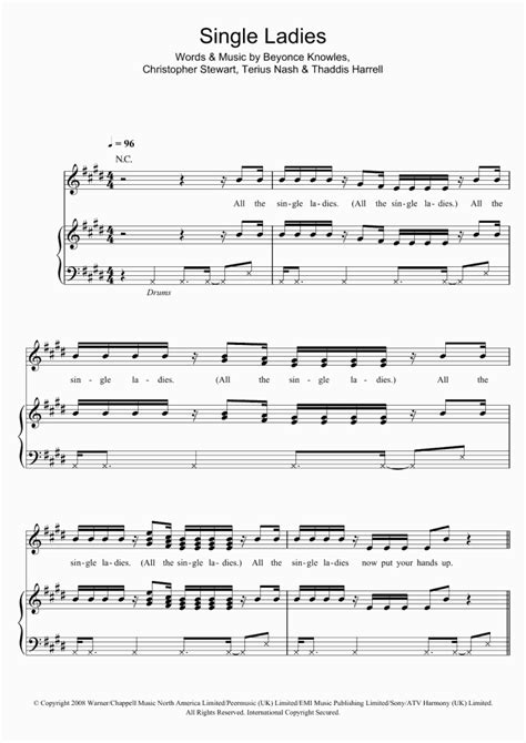 Single Ladies Piano Sheet Music | OnlinePianist