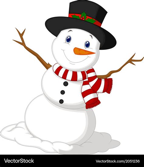 Christmas snowman cartoon wearing a hat and red sc