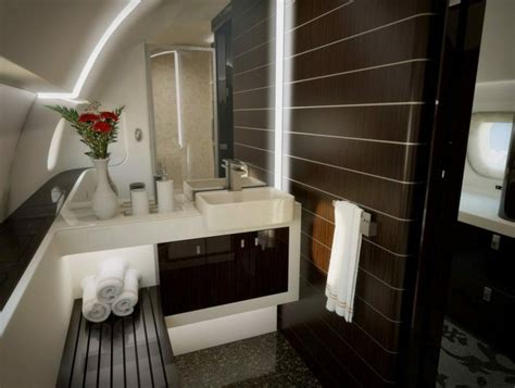 Inside private jet bathroom