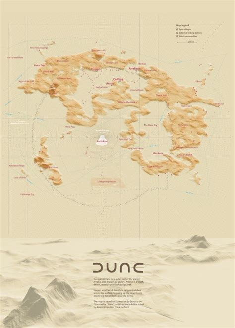 Dune Map. 3d Terrain Map of Arrakis. Dune Poster Arrakis - Etsy