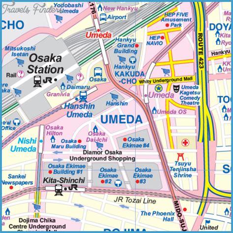 Osaka Map Tourist Attractions - TravelsFinders.Com