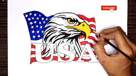 American Flag With Eagle Drawing