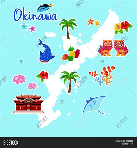 Okinawa Travel Map Vector & Photo (Free Trial) | Bigstock