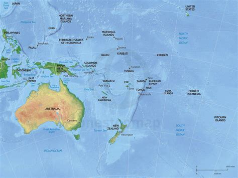 Vector Map Australia continent shaded relief | One Stop Map