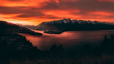 3840x2160 Resolution New Zealand Orange Mountain Sunset 4K Wallpaper ...