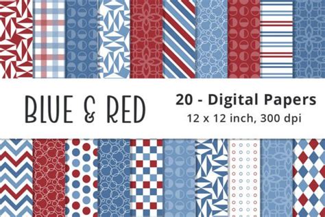 Red, White, and Blue Digital Patterns Graphic by Lemon Paper Lab ...