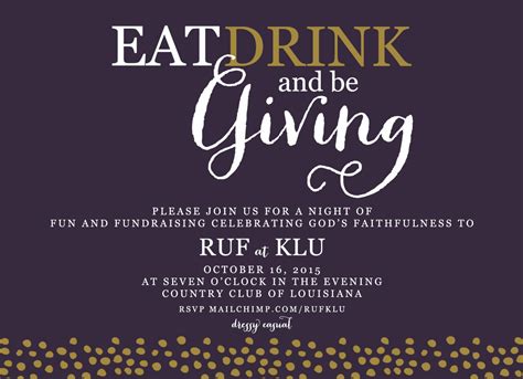 Fundraiser Invitation Eat Drink and Be Giving Fundraising