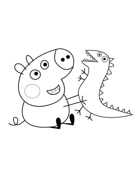 Peppa Pig Brother George And His Dinosaurus Toy Coloring Page ...