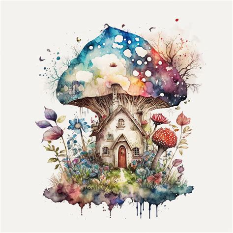 Premium AI Image | There is a watercolor painting of a house and ...