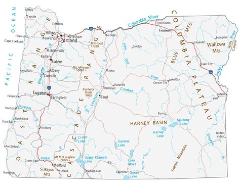 Map of Oregon - Cities and Roads - GIS Geography