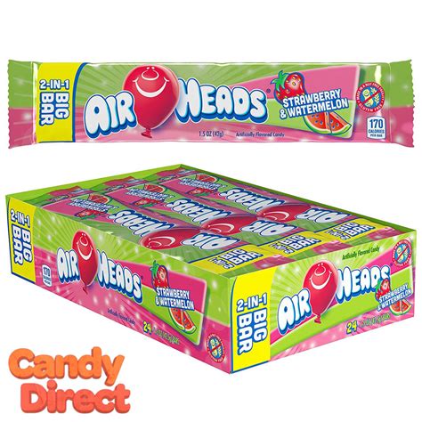 Airheads Candy 2-in-1 Big Bars Strawberry & Watermelon - 24ct ...