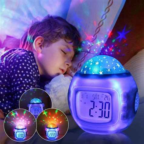 EEEkit Starry Sky Alarm Clock, Kids Sleep Clock Night Light Star ...