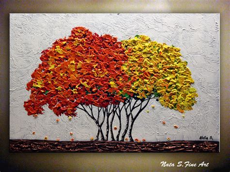 Autumn Trees Painting Original Textured Landscape Fall Tree - Etsy ...