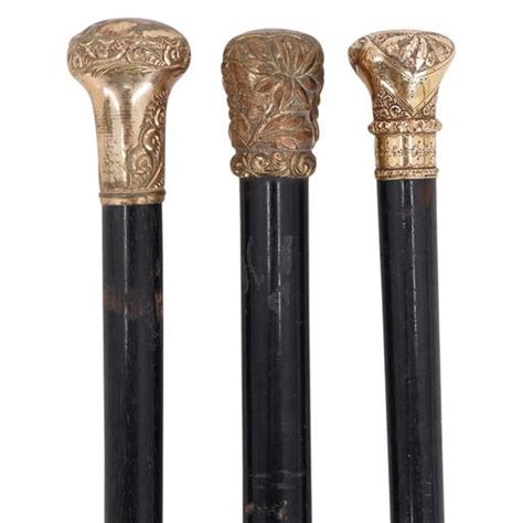 (3 Pc) Antique English Gilt Wooden Walking Canes - Oct 11, 2022 | Akiba Antiques in FL