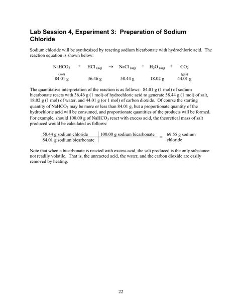 Lab Session 4, Experiment 3: Preparation of Sodium Chloride - DocsLib