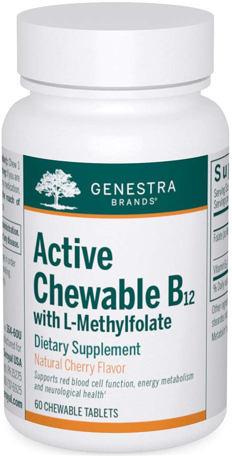 Buy Genestra Brands Active Chewable B12 with L-Methylfolate | Chewable ...