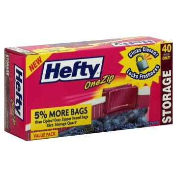 Hefty One Zip Storage Bags Quart