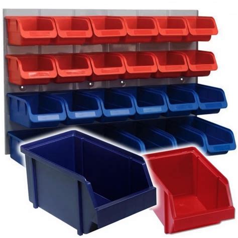 Heavy Duty Wall Mounted Louvre Panel Kit 24 Polymer Storage Bins