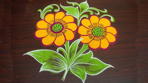 Rangoli Designs With Flowers And Colours