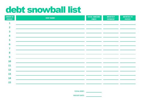 PRINTABLE Debt Snowball List .PDF - Etsy